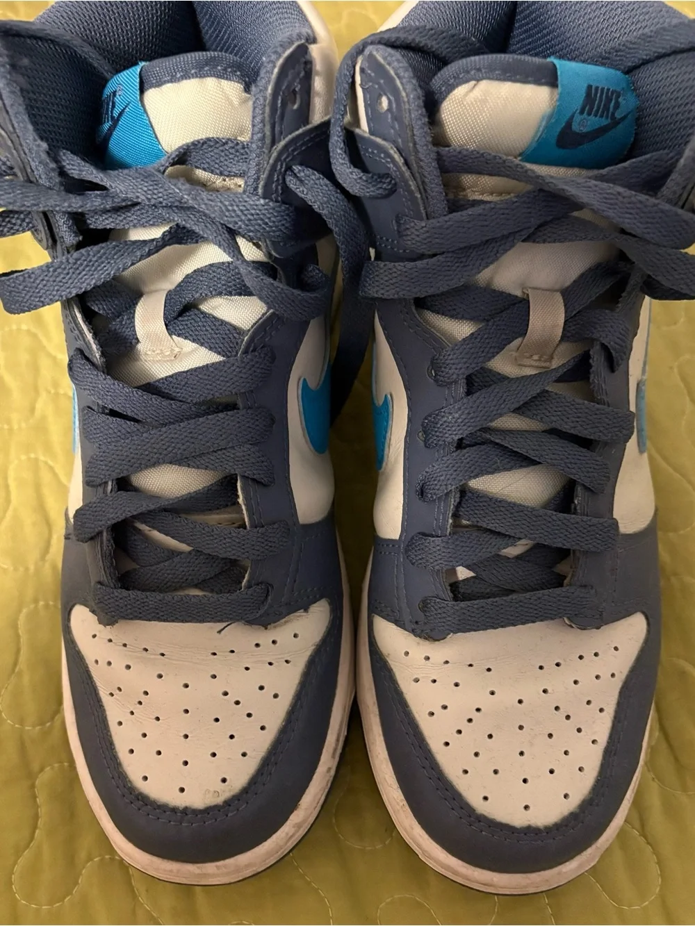 Nike Kids Dunk High-Top Sneaker in Teal, Cream, and Black